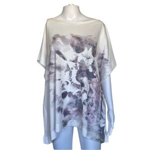 M. Rena - Womens Oversized Watercolor Print Top Sz. OneSize